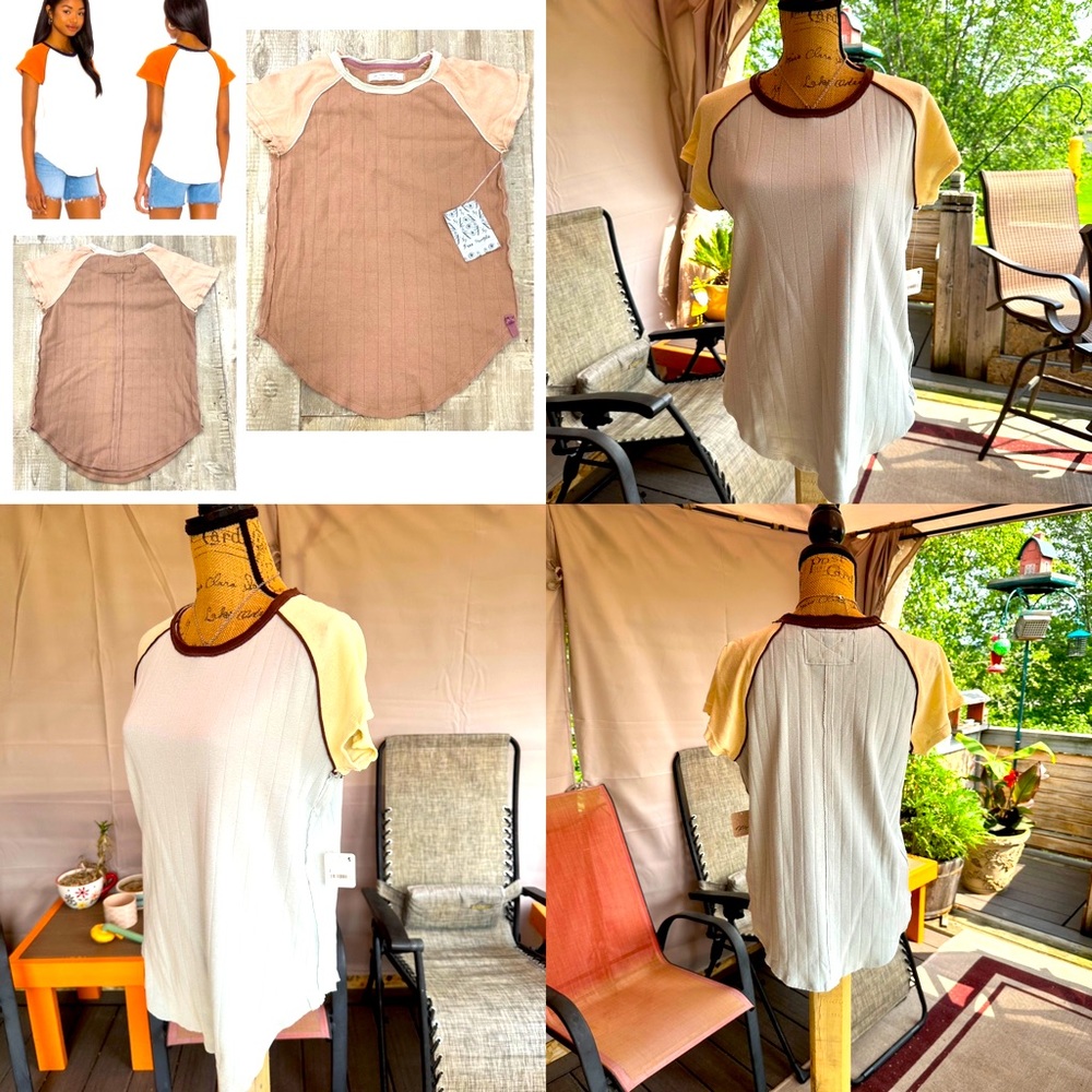 free people light blue short sleeve top
